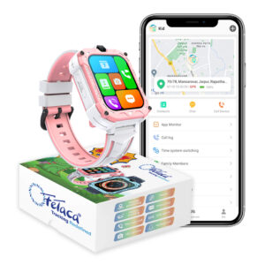 FETACA 4G GPS Tracker Smart watch for Kids Pink