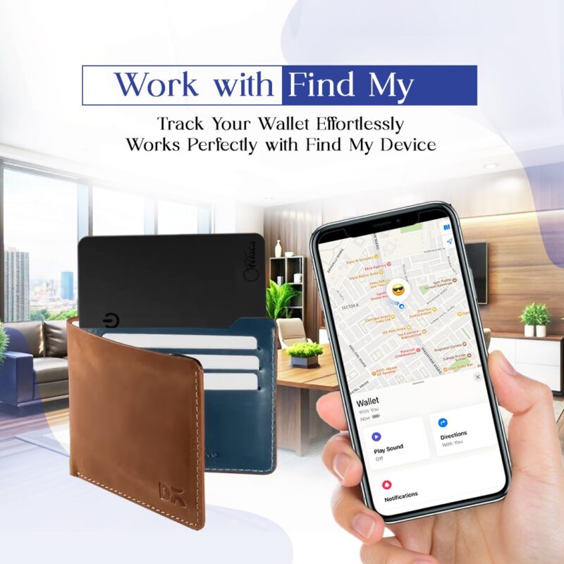 FeTaca Ultra Thin Card Finder Tracker Compatible with iOS Devices – Find Your Keys Wallet Luggage Assets and More with Bluetooth Connectivity