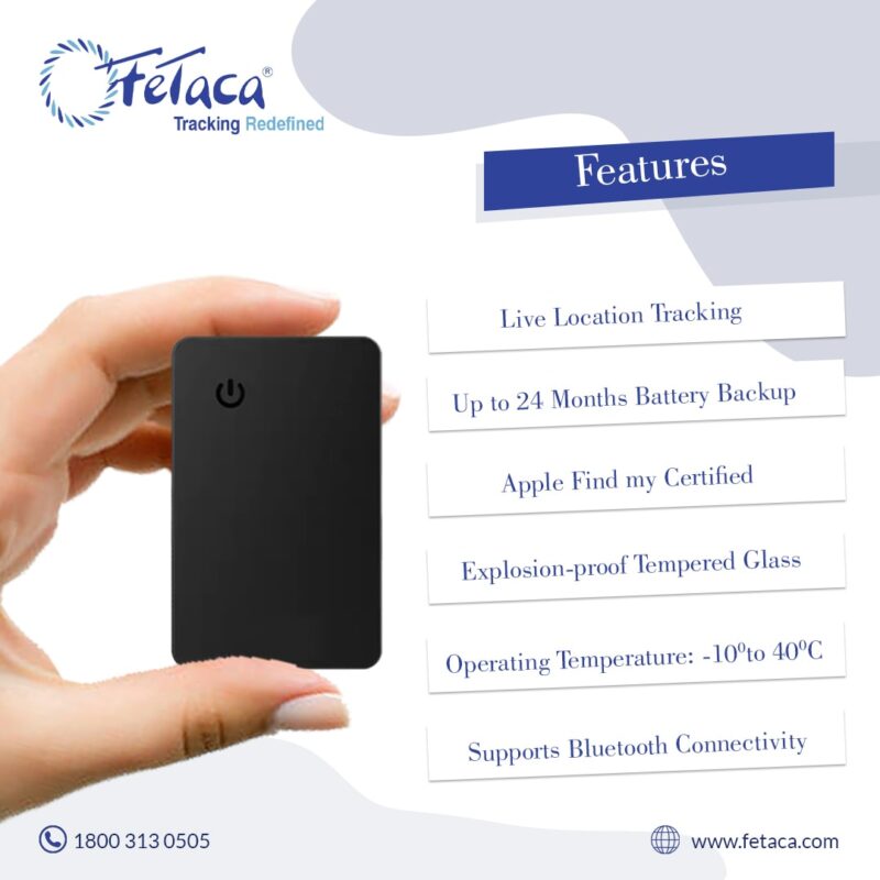 FeTaca Ultra Thin Card Finder Tracker Compatible with iOS Devices – Find Your Keys Wallet Luggage Assets and More with Bluetooth Connectivity