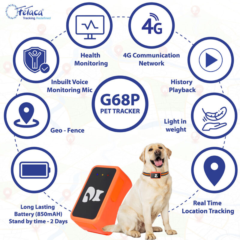 FeTaca® Smart 4G mini Pet G68P GPS Tracker for Dogs, Small Cats & Other Animals